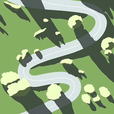 Road art design graphic graphic design green illustration illustrator minimal nature road serpentine trees trip