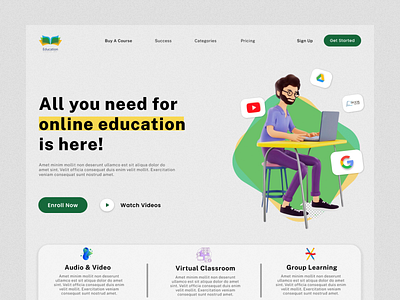 Hero Section ( E-Learning) branding design herosection portfolio ui ux