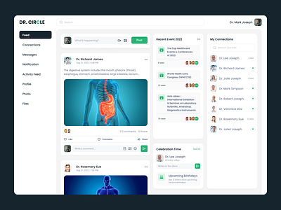 Medical Feed dashboard doctor doctor ui doctor web feed feed ui graphic design medical medical design medical feed medical website ui social media ui ui ux ux web web doctor web ui webapp website