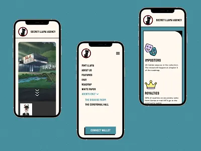 Secret Llama NFT - Responsive Mobile View mobile version nft nft art nft project nft ui nft website responsive responsive website retro retrodesign ui ui design web design website