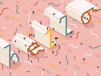 Hello! 3d type giant words hello illustration isometric isometric illustration isometric type people silhouette small people type typography words