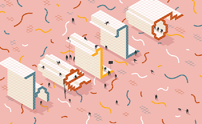 Hello! 3d type giant words hello illustration isometric isometric illustration isometric type people silhouette small people type typography words