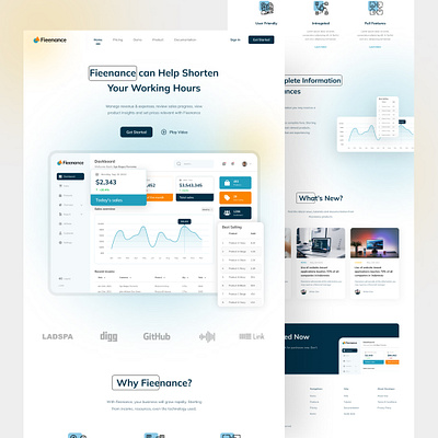 Fieenance Dashboard Landing Page - Exploration agency corporate crerative dashboard design finance graphic design homepage landing page ui ui design uiux ux design