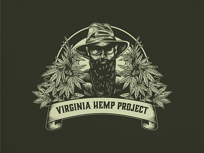 Virginia Hemp Project badge badge design cannabis cannabis community cannabis culture design drawing engraving hand drawing hand drawn hand drawn logo hemp hemp farm hemp farmer hemp industry illustration logo logo design vintage vintage logo