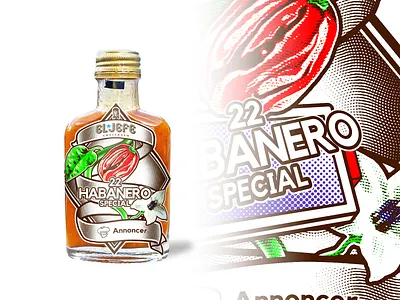 Product launch hot sauce 😎🔥 annoncer branding etch habanero halftone illustration index hospitality systems label packaging peppers sauce spicy