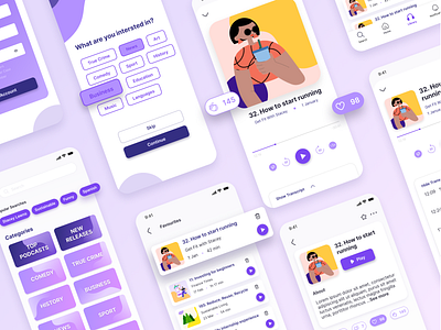 Podcasters app dailyui design googlecourse graphic design mobileapp podcast purple ui ui design uidesign ux