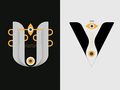 U and V - 36DaysOfType abstract art colors design graphic graphic design illustration minimal type typography visual design
