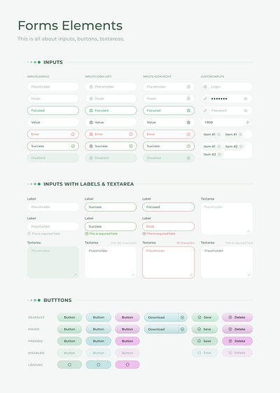 UI Kit Elements buttons design system elements inputs interface ui ui kit