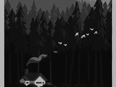 Adrift (crop) art artist black and white digital art escape house illustration illustrator lake monochrome