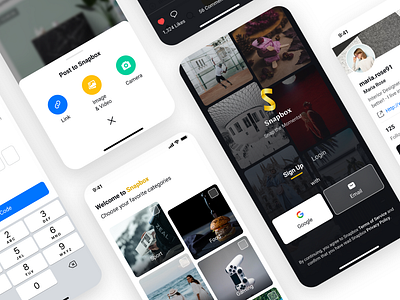 Snapbox Social Media App Design app design component design graphic design mobile mobile app mobile app design social media app design uiux user experience user interface