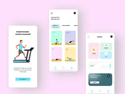 Fitness App UI app design illustration typography ui ux vector