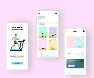 Fitness App UI app design illustration typography ui ux vector