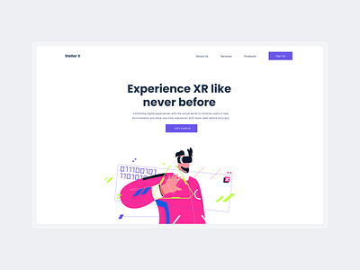 Stellar X ar figma landing page mixed reality ui uiux ux virtual reality vr