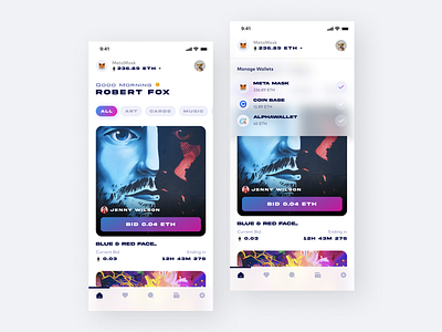 NFT Marketplace App Concept app design auction bid crypto design minimal mobile app design nft nft marketplace shop store ui uiux design user interface ux