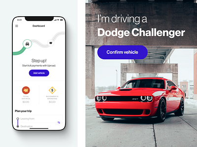 Uproad – Account Setup account setup add credit card add vehicle car mobile app native mobile app onboarding payment method toll tolling ui uproad user interface ux