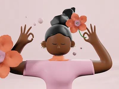 Meditation 3D 3d 3d design blender branding creative editorial editorial illustration female character illustration