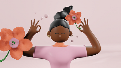 Meditation 3D 3d 3d design blender branding creative editorial editorial illustration female character illustration