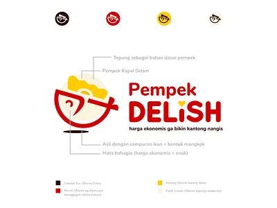 Pempek Delish Simple Branding Board culinary culinarylogo fish fishlogo flat logo flat logo design food indonesia indonesian localfood logo logo design pempek pempeklogo