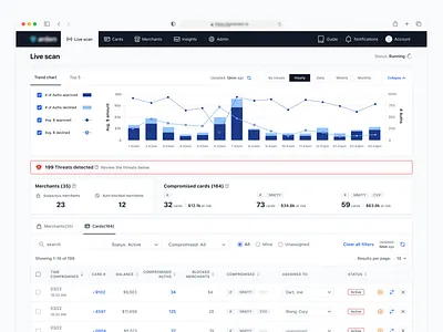 Live scan - Credit cards clean component dashboard design finserv fintech form input interface modern payment product saas software table ui