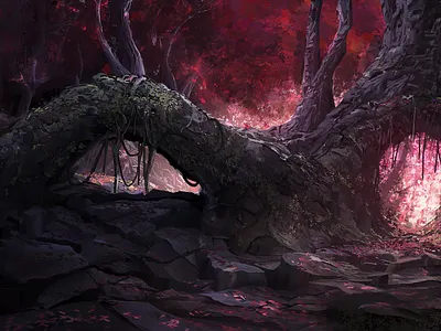 221 Amaranth Forest By Alex Van Der Linde amaranth environment forest landscape magenta pink rocks