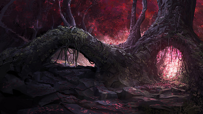 221 Amaranth Forest By Alex Van Der Linde amaranth environment forest landscape magenta pink rocks