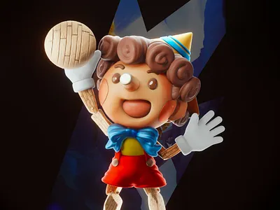 Pinocchio blender c4d character cute illustration kawaii pinocchio stylize tale