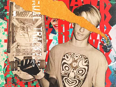 Tony Hawk art collage design graphic design ill illustration retro vintage