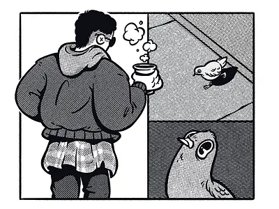A Day In The Life: NYC animal cartoon character characterdesign coffee illustration person pigeon