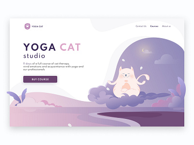 Yoga Landing Page - Cototherapy 3d animation banner branding cat graphic design illustration landing logo motion graphics ui web website yoga