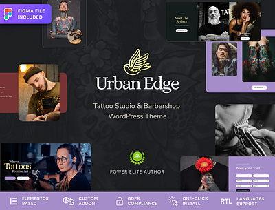 Urban Edge - Barbershop & Tattoo Studio WordPress Theme barbershop barbershop website cmsmasters tattoo studio tattoo studio theme tattoo studio web design tattoo studio website web design website design wordpress theme