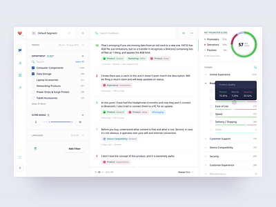 Customer Feedback Filtering analytics bar chart charts dashboard data data management data visualisation data visualization desktop editor enterprise feed feedback filters interface report search settings tag text analysis