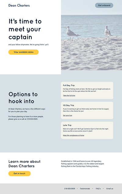 Landing page for fishing charter 003 dailyui dailyui 003 dailyuichallenge gone fishin landing page landing page design