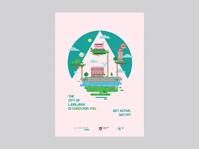 Ljubljana city clean colors creative design digital graphic design illustration illustrator ljubljana poster design typography vector