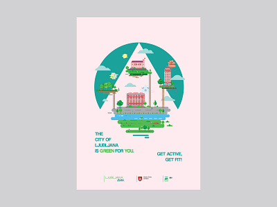 Ljubljana city clean colors creative design digital graphic design illustration illustrator ljubljana poster design typography vector