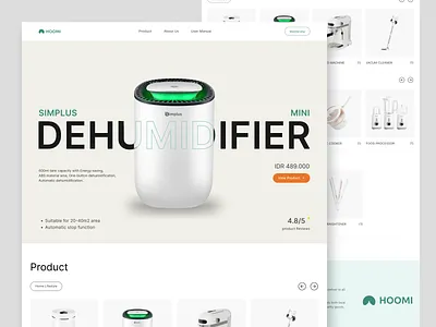 HOOMI - Home Appliances Landing Page home care landing page minimalist ui design web design website catalog