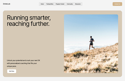 StrideLab Landing Page design fitness home page landingpage running ui user interface uxdesign webdesign website