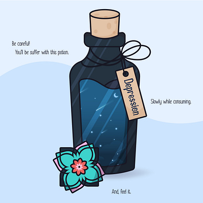 Potion of Depression digitalart illustration vector