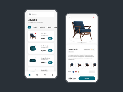 Mobile UI design for a furniture brand mobile ui ux