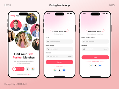 ✨ Dating Mobile App UI Design ✨ app design concept app interfaces application design best app dating app designcommunity match match finder messenger app mobile app mobile app design company mobile interface onlinedating product design social media app top app development company ui ui kit ux visualdesign