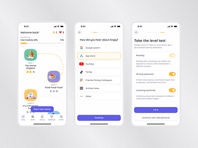 Engly - English Learning App app design english english learning learning learning app mobile ui ux