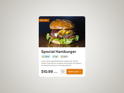 Product card concept card card desgin card ui chips clean dribble best shot food card minimal product card tangerine ui ui design ux yellow