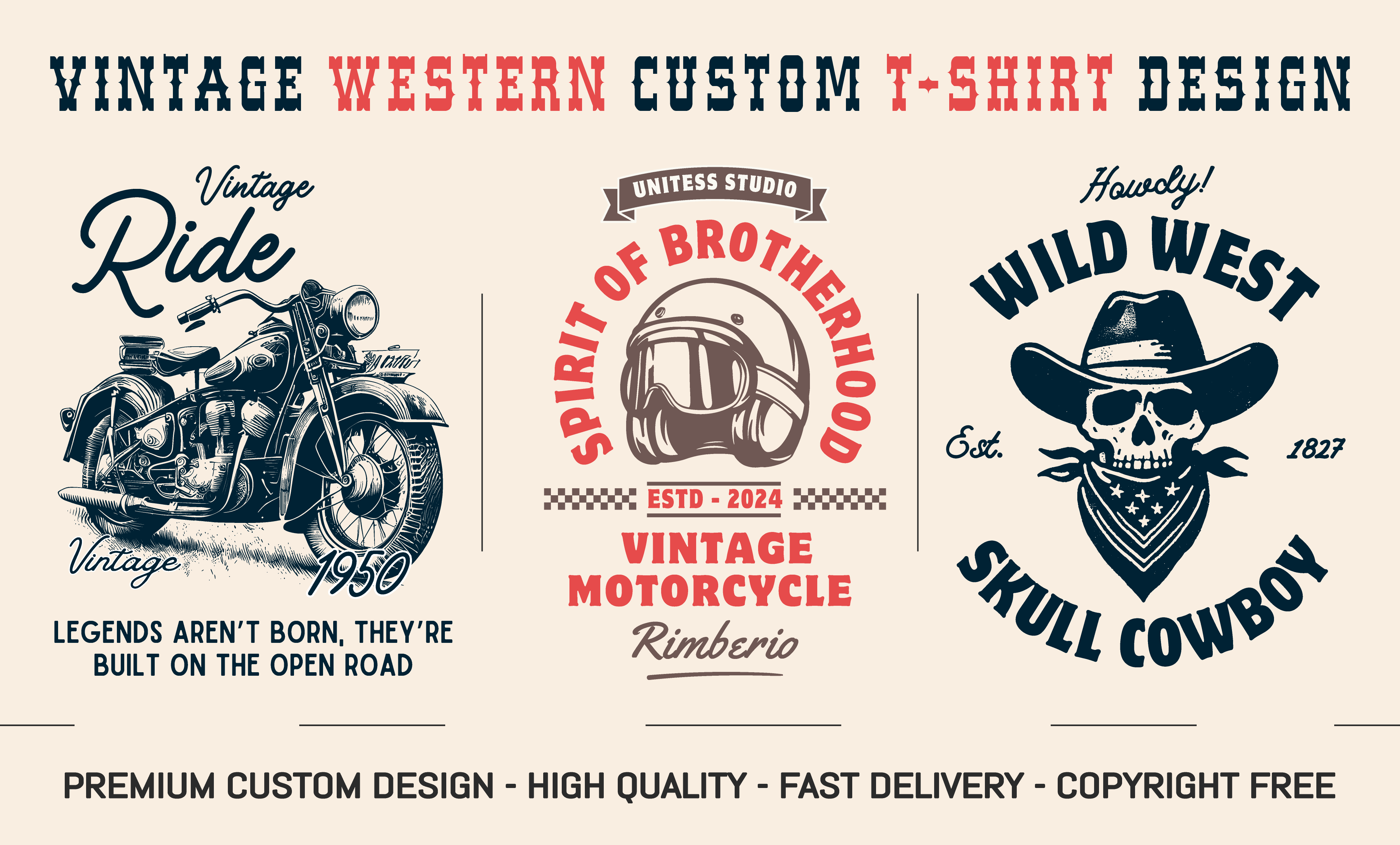 Example of Vintage Western Cowboy Custom T Shirt