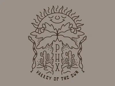 Valley of the Sun I arizona cactus desert flat illustration minimal palm tree phoenix southwest sun vector