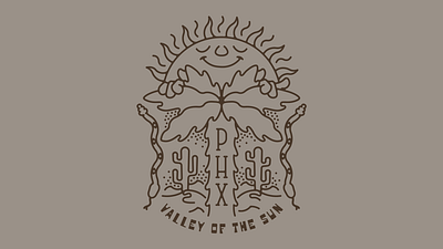 Valley of the Sun I arizona cactus desert flat illustration minimal palm tree phoenix southwest sun vector