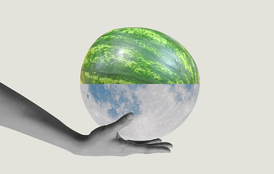 watermeloon. dadaism graphic art graphic design moon surreal surrealism watermelon