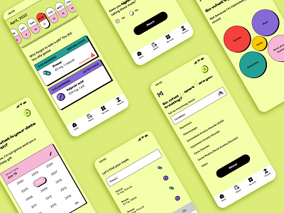 Pill reminder concept app concept design medication reminder neubrutalism pill reminder ui ux