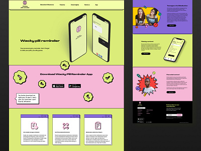 Pill reminder complimentary website design medication reminder neubrutalism pill reminder pill reminder website ui ux website