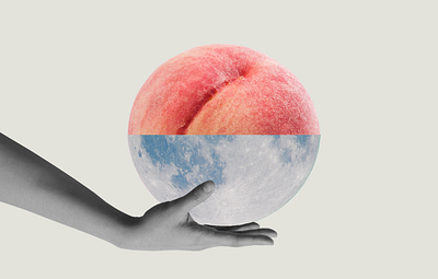peachy. design graphic graphic art graphic design moon peach surreal surrealism