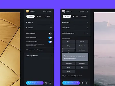 Sidebar design app colors design flat image interface minimal photos product product design purple ui ux web webapp