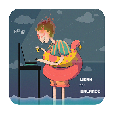 Work not balance on Summer. animation design digital illustration digital painting graphic design ill illustration logo